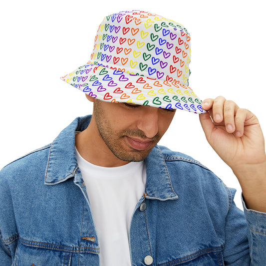 Rainbow Hearts Pride Bucket Hat LGBTQ Pride Rainbow Hearts Hat Bucket Pride Bucket Hat Hearts Rainbow Lesbian Pride Bucket Hat Rainbow Hearts Gay Pride Bucket Hat