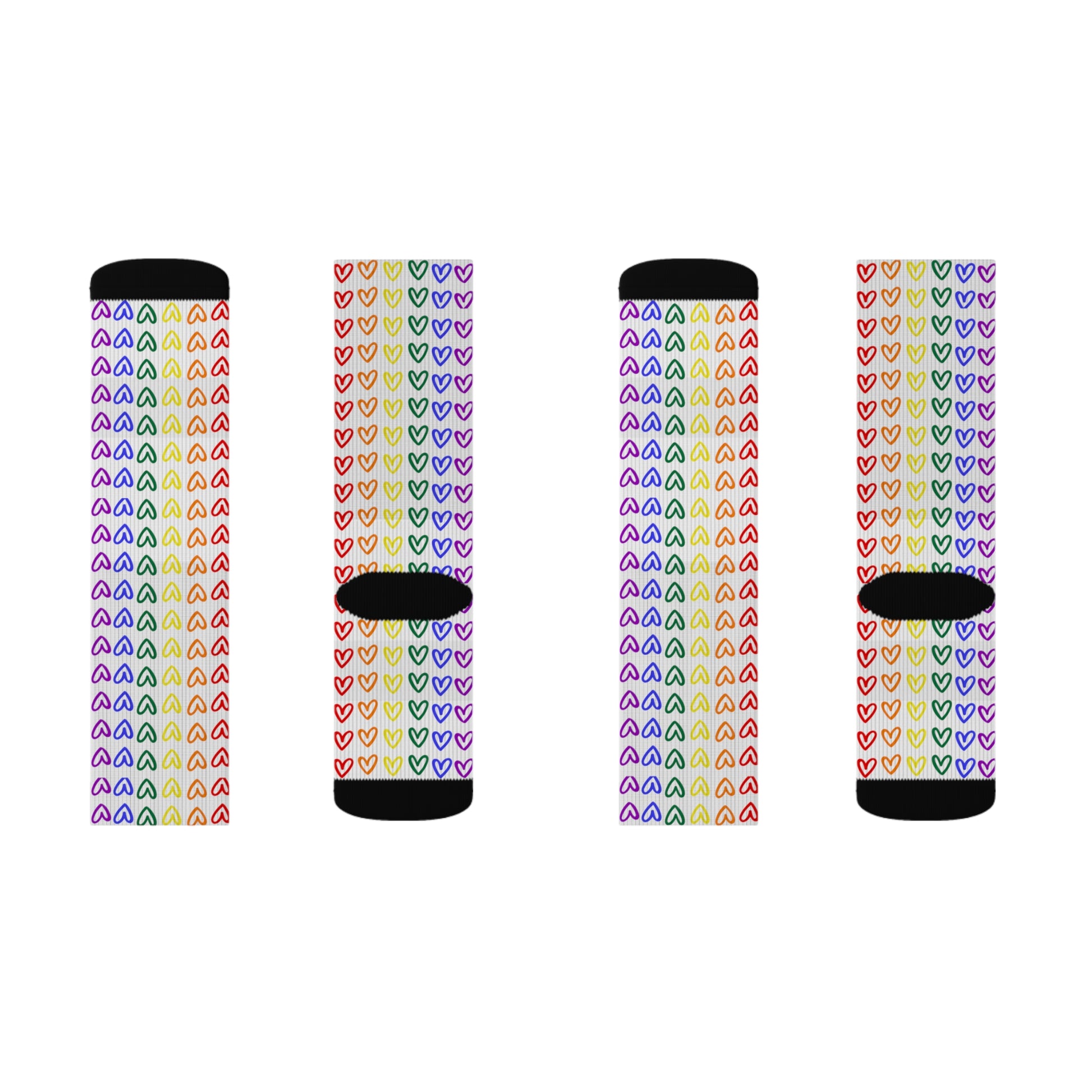 Rainbow Hearts Pride Crew Socks LGBTQ Pride Rainbow Crew Socks Hearts Crew Socks Gay Pride Rainbow Hearts
