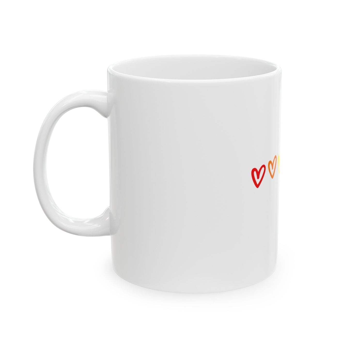 Rainbow Hearts Gay Pride Ceramic Coffee Mug LGBTQ Pride Rainbow Hearts Lesbian Pride Mug Coffee Pride Month Hearts Rainbow Coffee Mug side 