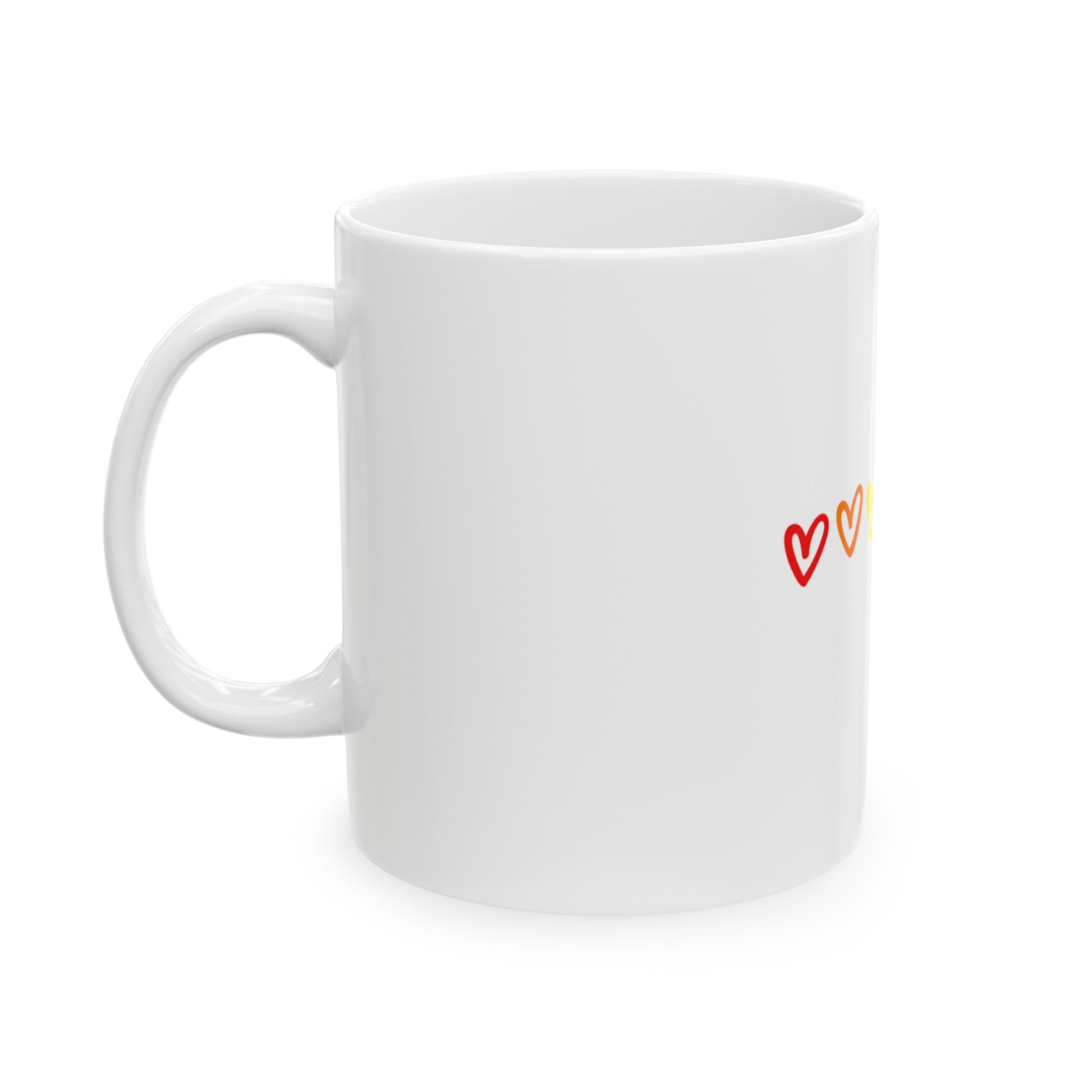 Rainbow Hearts Gay Pride Ceramic Coffee Mug LGBTQ Pride Rainbow Hearts Lesbian Pride Mug Coffee Pride Month Hearts Rainbow Coffee Mug side 