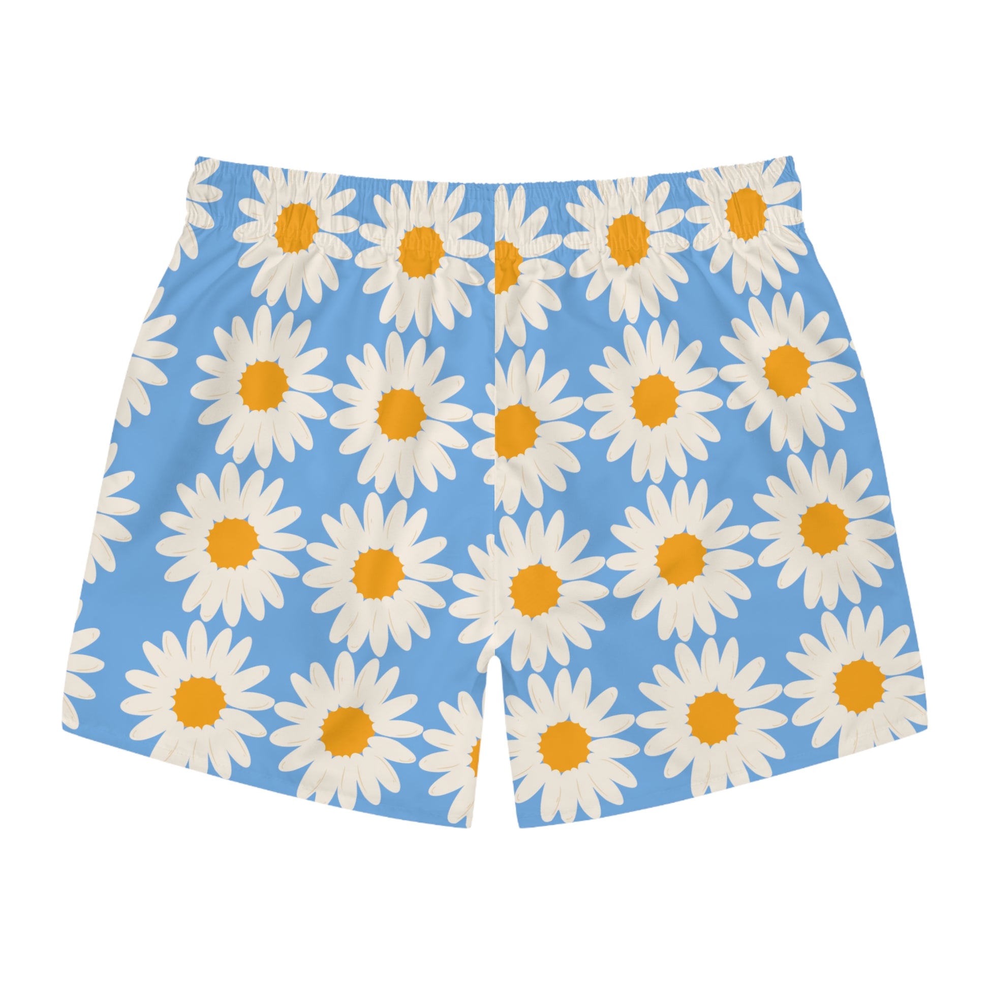 Sky Blue Daisy Men's Swim Trunks Floral Light Blue Men's Swim Trunks Floral Men's Summer Swim Apparel Light Blue Daisies