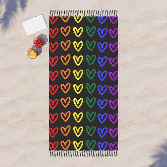 Rainbow Hearts LGBTQ Pride Boho Beach Cloth Gay Pride Beach Blanket Rainbow Hearts Blanket Beach Gay Pride Rainbow Hearts Blanket Beach Pride