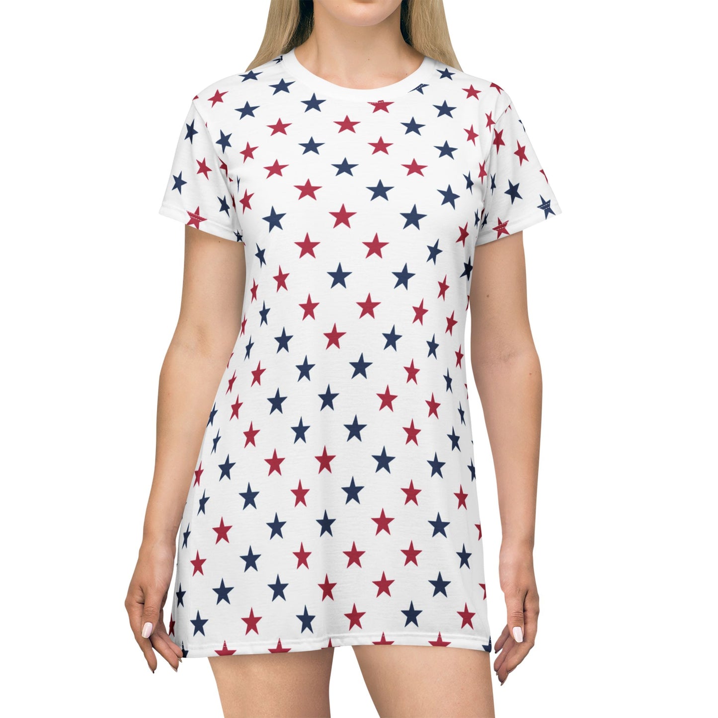 Star-Spangled T-Shirt Dress – Bold, Patriotic & Made for Summer Fun