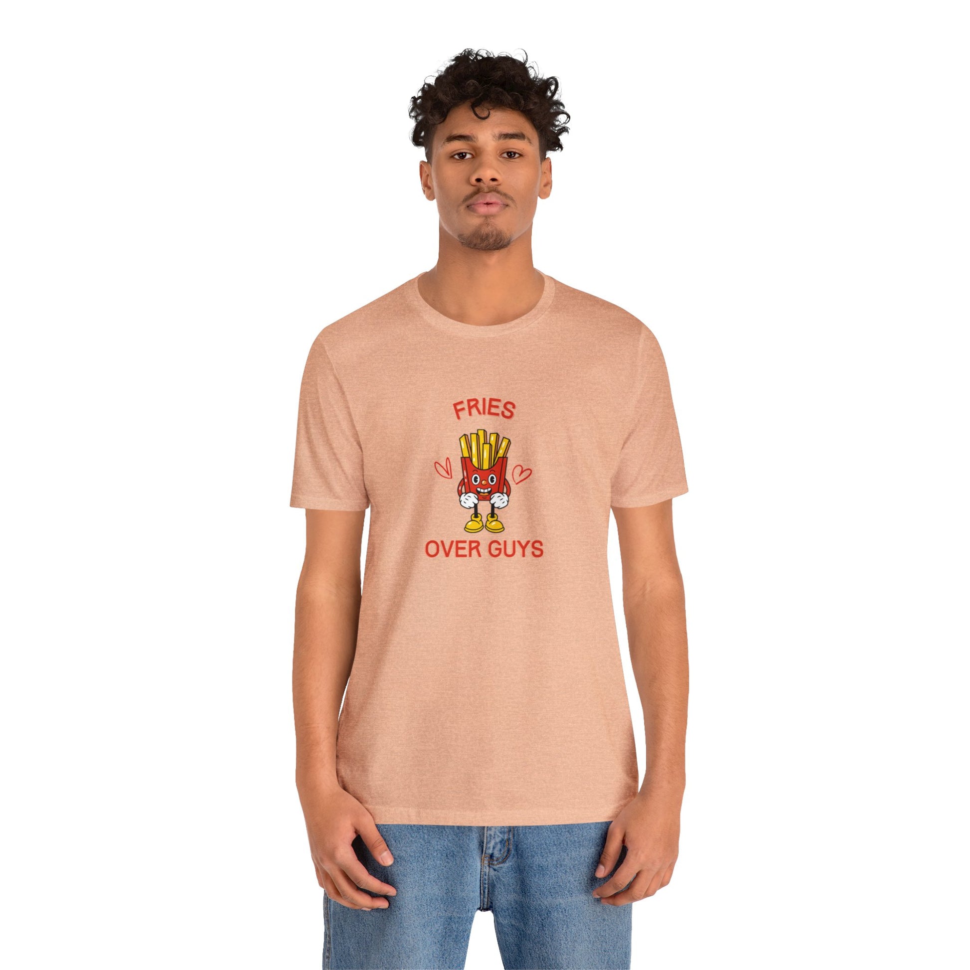 Fries over Guys T-Shirt Funny Food Tee Shirts Anti Valentines Day Apparel Fries over Guys Crewneck Tee Shirts Funny Food Shirts Anti Valentines Day Club