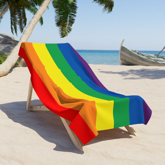 Rainbow Striped Beach Towel LGBTQ Pride Beach Towel Striped Rainbow Towel Gay Pride Beach Towel Rainbow Stripes LGBTQ Lesbian Pride Beach Towel Rainbow