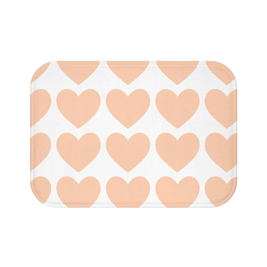 Peach Heart Bath Mat, Cozy Bathroom Decor, Valentine's Gift, Love Theme Home Accessory, Cute Shower Mat