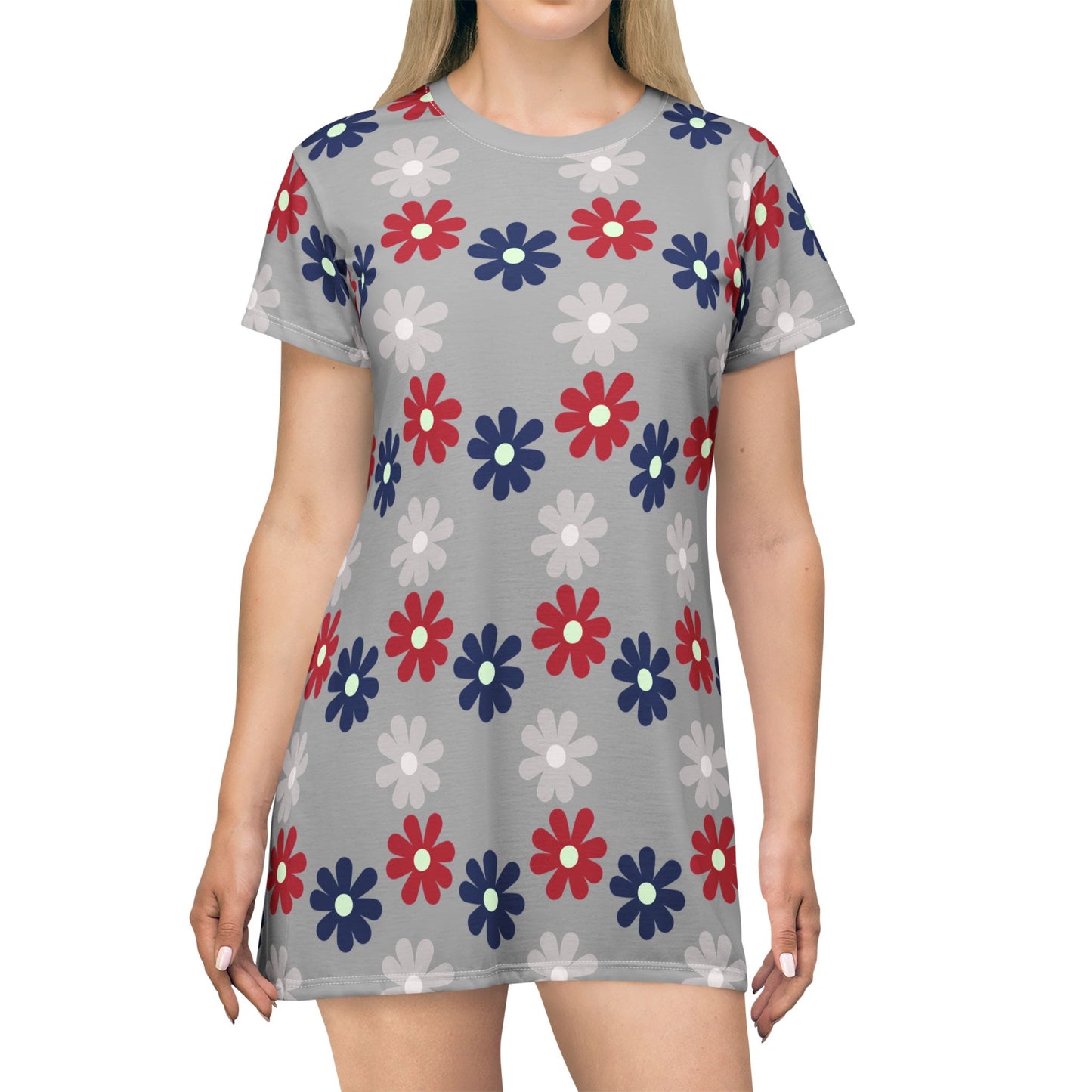 Floral Freedom T-Shirt Dress – Patriotic & Summer-Ready