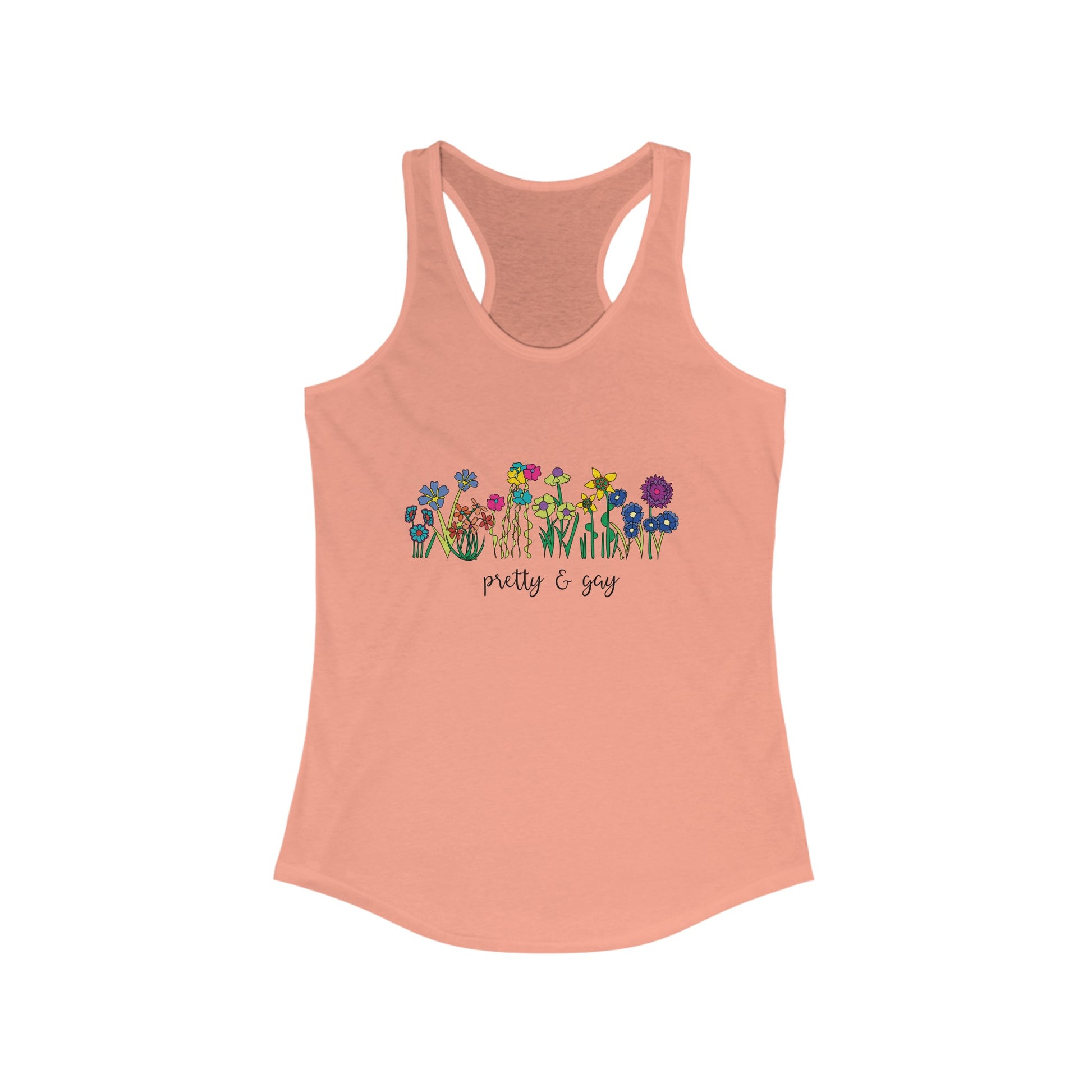 Pride Flowers Pink Tank Top Pretty and Gay Floral Racerback Tank Top LGBTW Pride Month Apparel Tank Top Floral Pride Women's Tank Top