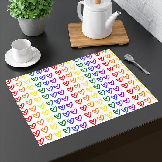 Rainbow Hearts Placemats Kitchen Decor LGBTQ Pride Home Decor Rainbow Hearts Placemats Kitchen Decor Gay Pride Party Essentials Rainbow Hearts Decor