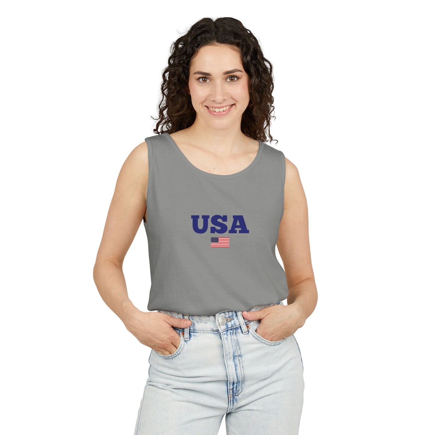 USA Garment-Dyed Unisex Tank Top - Perfect for Summer Celebrations Fourth of July