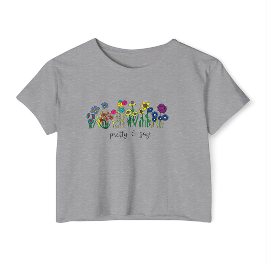 Pretty and gay Floral Pride Women's Festival Crop Top LGBTQ Pride Pretty and Gay Floral Crop Top Lesbian Pride Top Floral Pretty and Gay Pride Floral Top