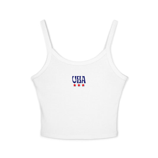 USA Graphic Women's Spaghetti Strap Tank Top - Patriotic Summer Style 4th of July