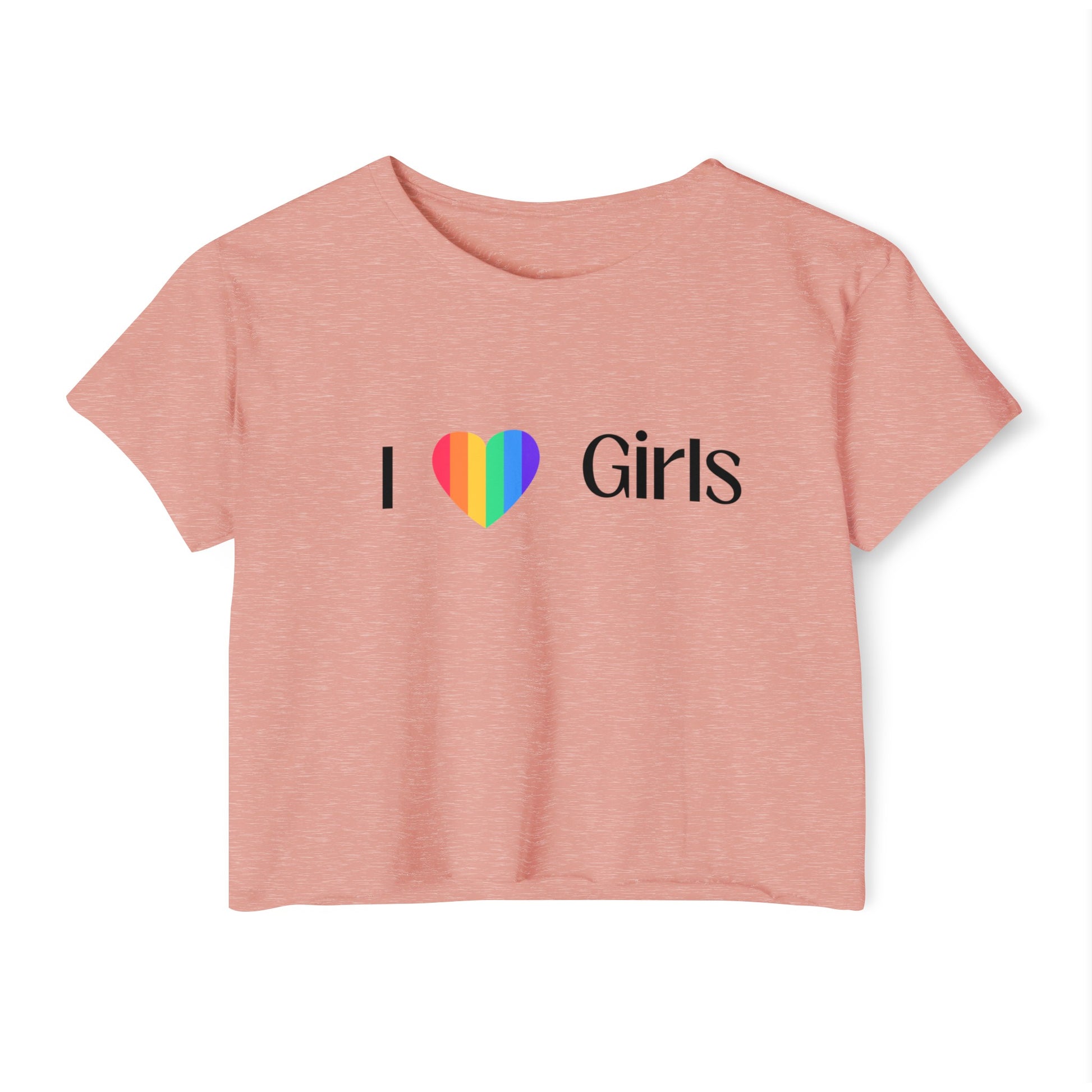 I love Girls Women's Festival Pride Crop Top LGBTQ I love girls crop top pride lesbian rainbow heart I love girls gay pride crop top