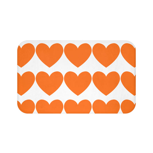 Orange Heart Bath Mat, Cute Bathroom Rug, Valentine's Day Gift, Love Home Decor, Cozy Bathroom Accessories