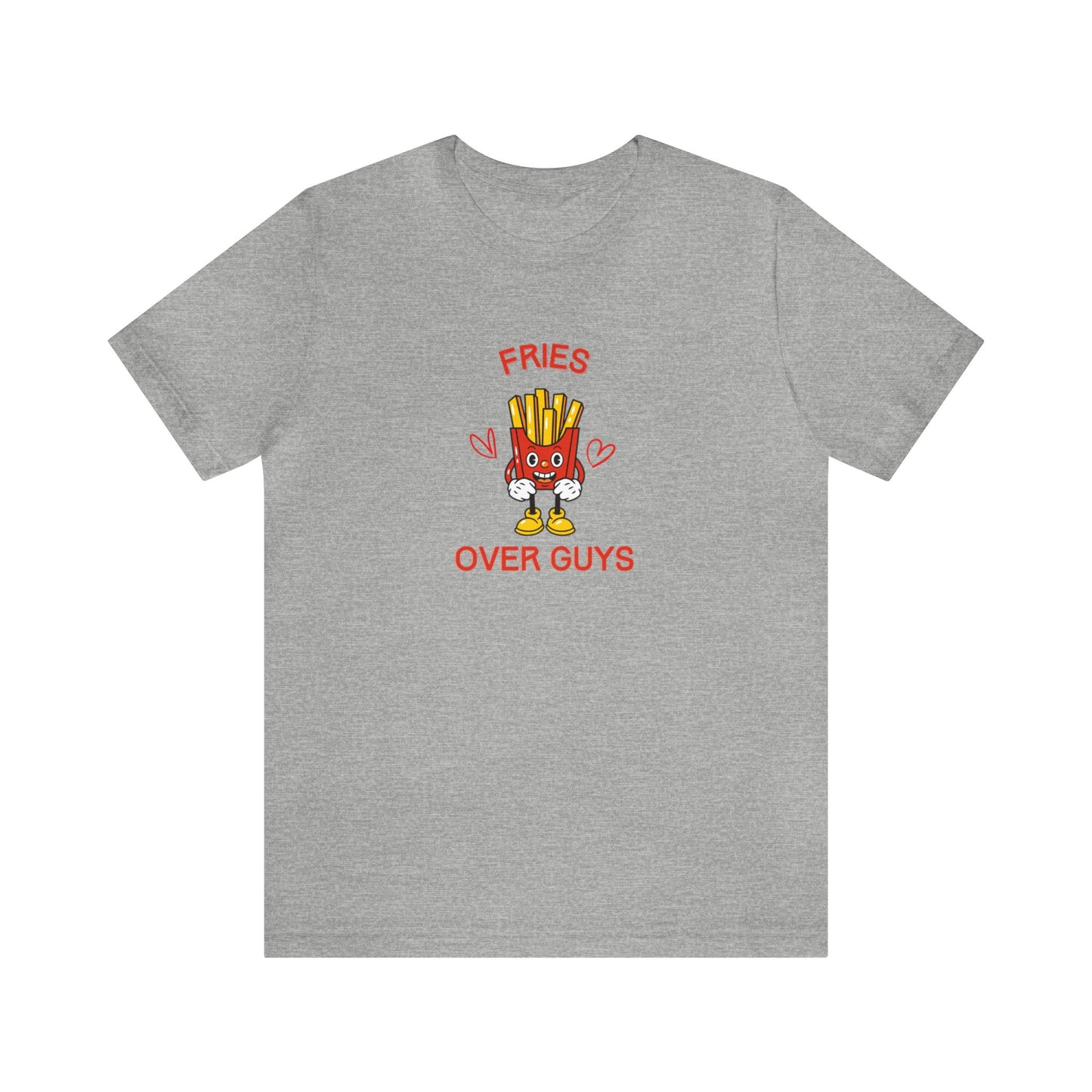 Fries over Guys T-Shirt Funny Food Tee Shirts Anti Valentines Day Apparel Fries over Guys Crewneck Tee Shirts Funny Food Shirts Anti Valentines Day Club