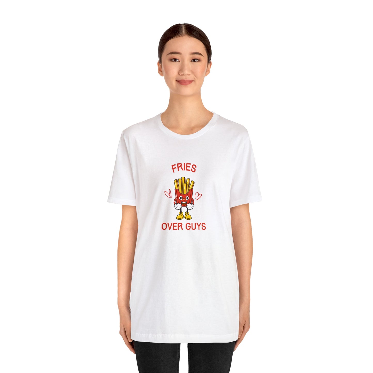 Fries over Guys T-Shirt Funny Food Tee Shirts Anti Valentines Day Apparel Fries over Guys Crewneck Tee Shirts Funny Food Shirts Anti Valentines Day Club