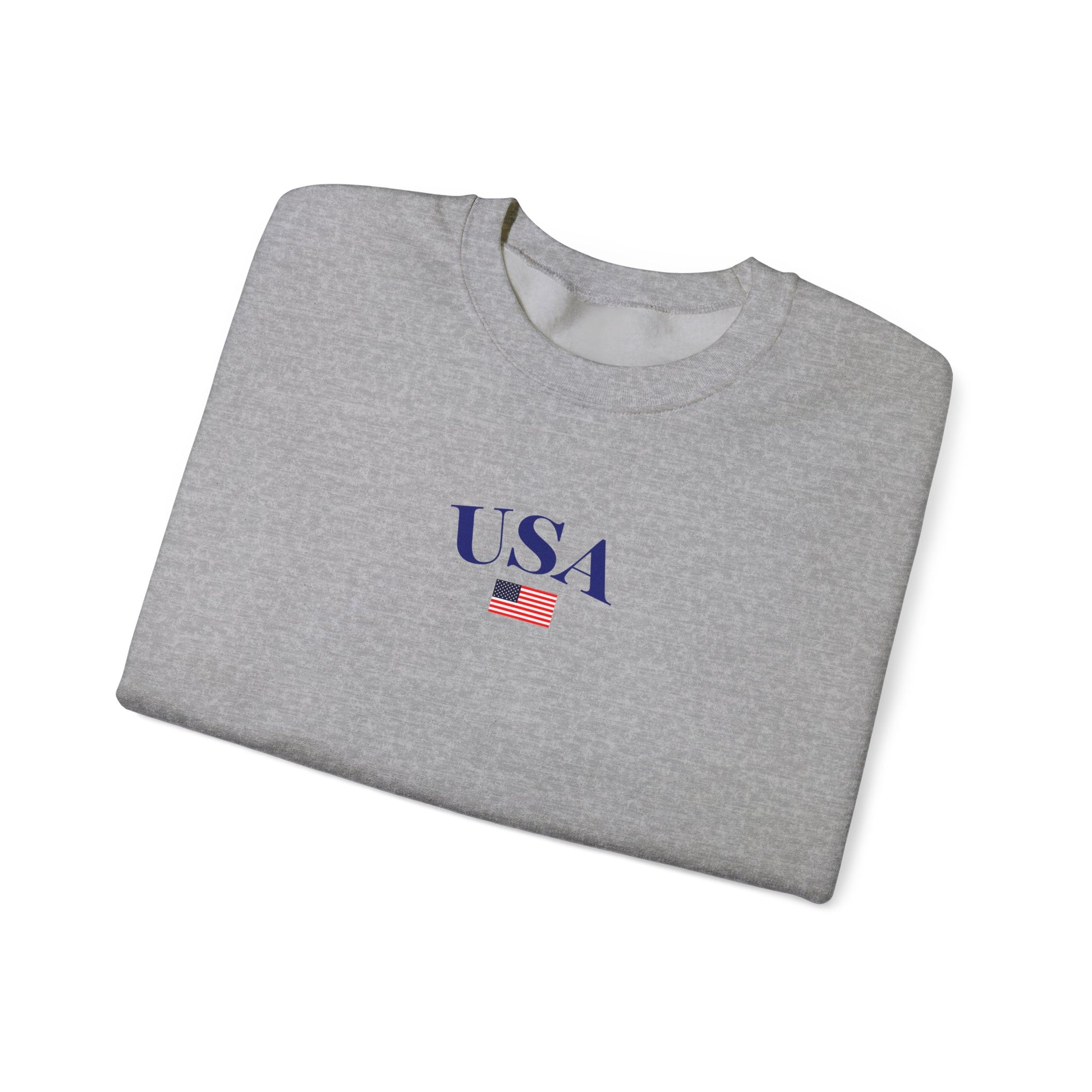 4th of July Sweatshirt USA Flag Crewneck Light Gray Summer Nights Apparel Fourth July