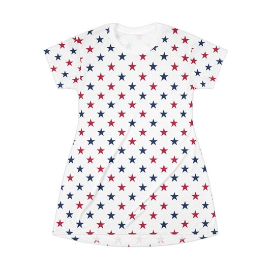 Star-Spangled T-Shirt Dress – Bold, Patriotic & Made for Summer Fun