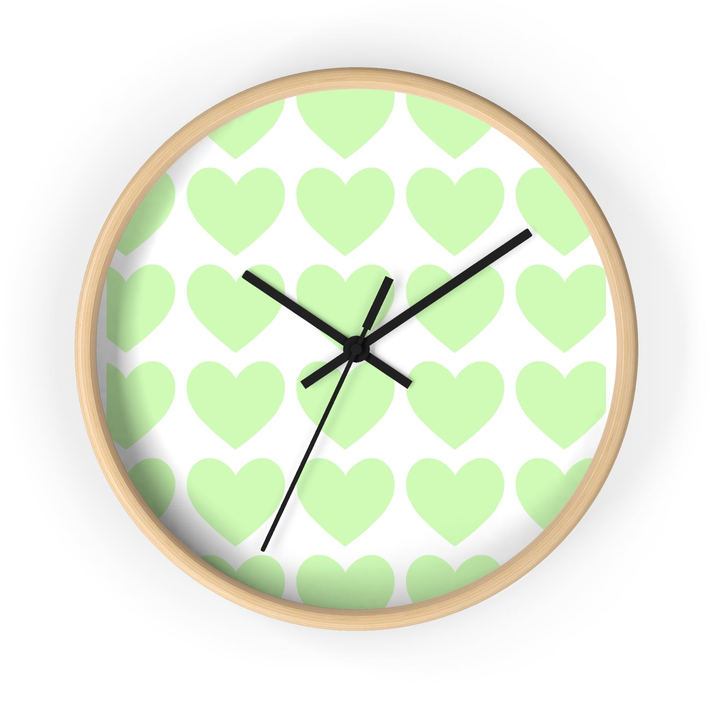 Mint Green Hearts Wall Clock – Whimsical Timepiece for Dorms & Duck Lovers