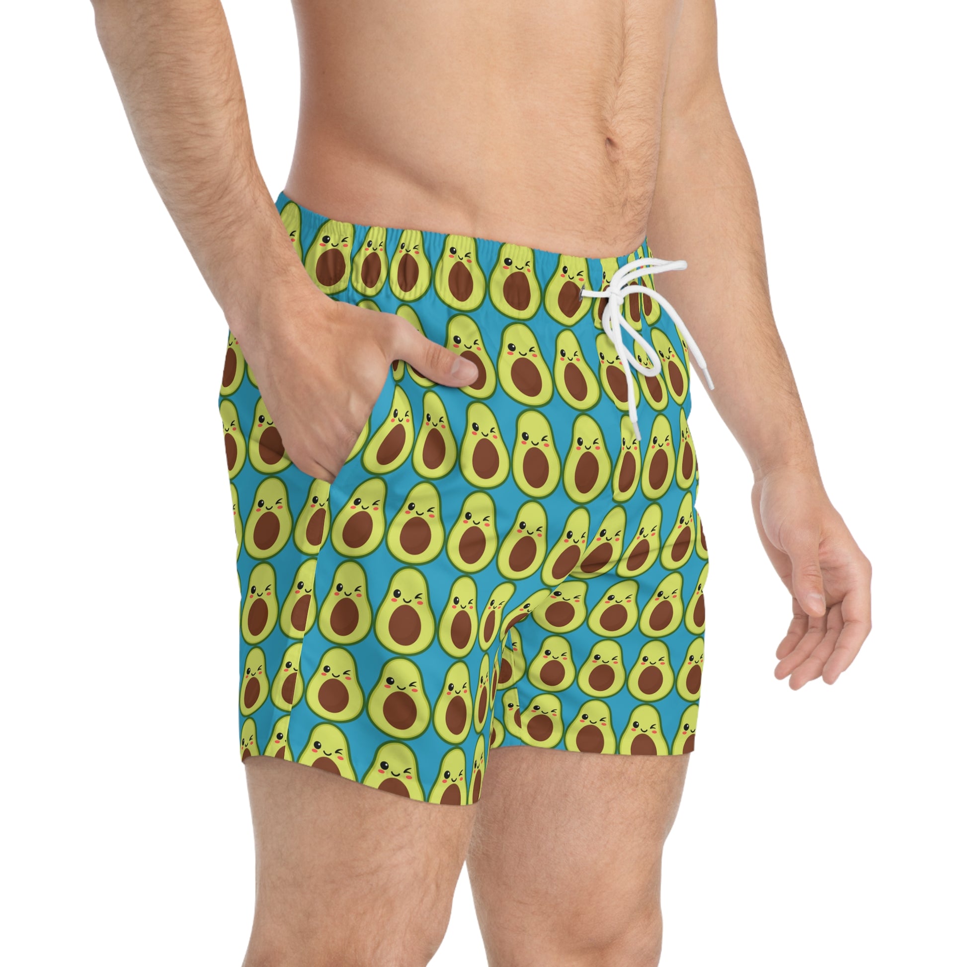 Teal avocado Swim Trunks Summer Fruity Men's Swim Apparel Trunks Swim Avocado Swim Gear Fun Summer swim trunks fruity n fun swim trunks
