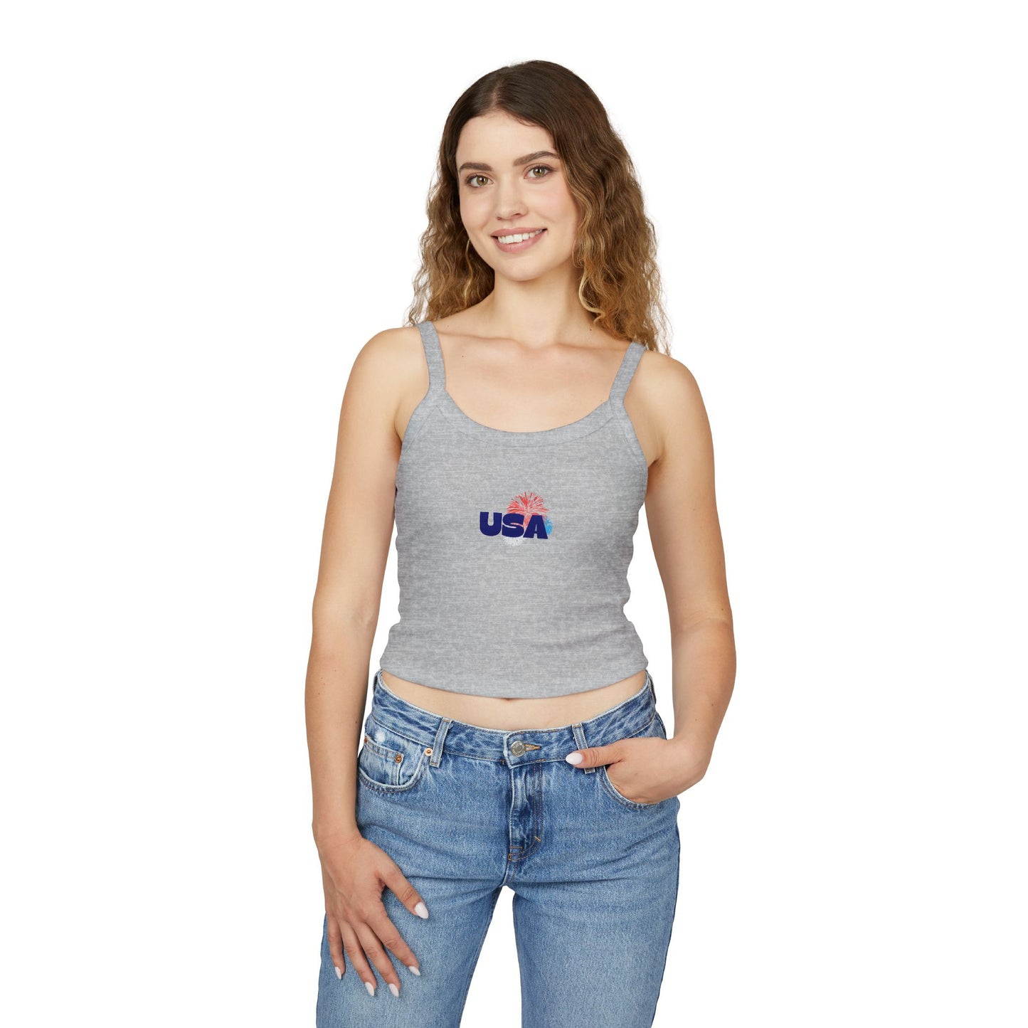 USA Fourth of July Spaghetti Strap Tank Top - Perfect for Summer Celebrations