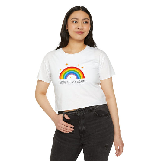 Woke Up Gay Again Rainbow Women's Festival Crop Top LGBTQ Rainbow Crop Top Woke up gay again shirt Crop Top Lesbian Pride Rainbow Woke up gay