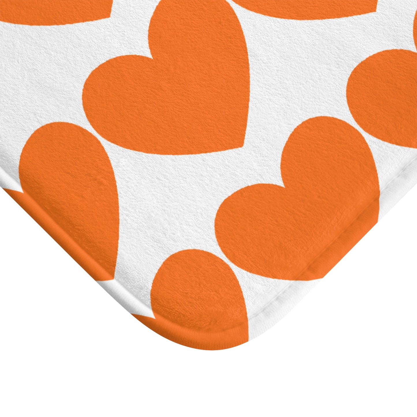 Orange Heart Bath Mat, Cute Bathroom Rug, Valentine's Day Gift, Love Home Decor, Cozy Bathroom Accessories