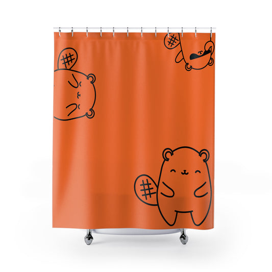 Cute Beaver Pattern Shower Curtain, Fun Bathroom Decor, Kids Room, Gift for Animal Lovers, Whimsical Home Decor