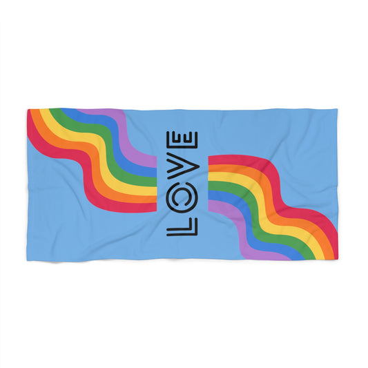 Love Rainbow Pride Beach Towel Light Blue LGBTQ Rainbow Love Pride Beach Towel Gay Pride Pool Towel Rainbow Love Light Blue