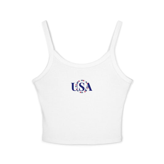 USA Graphic Spaghetti Strap Tank Top 4th of July- Casual Summer Top for Patriotic Celebrations