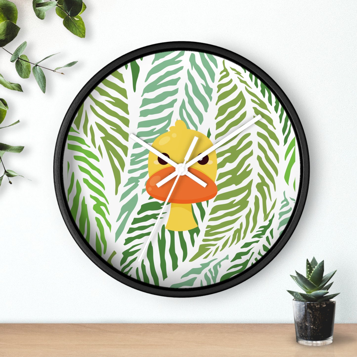 Maximalist Jungle Duck Wall Clock – Bold, Botanical Timepiece for Dorms & Home Offices