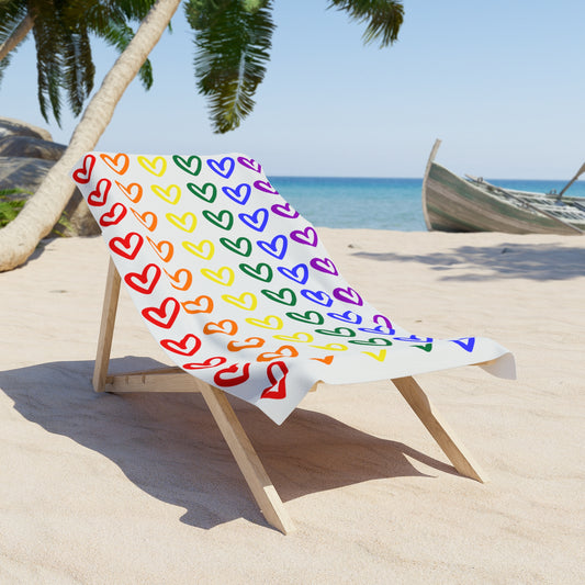 Rainbow Hearts Beach Towel Pride Pool Party LGBTQ Pride Beach Towel Rainbow Hearts Pool Towel Gay Pride Beach Towel Rainbow Hearts