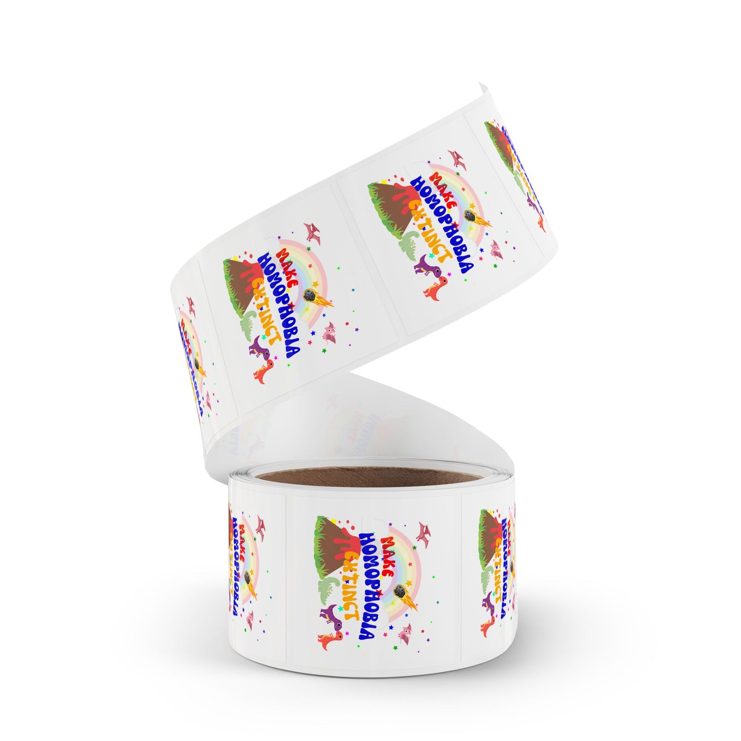 LGBTQ+ Pride Sticker Rolls – Bold & Colorful “Make Homophobia Extinct” Designs