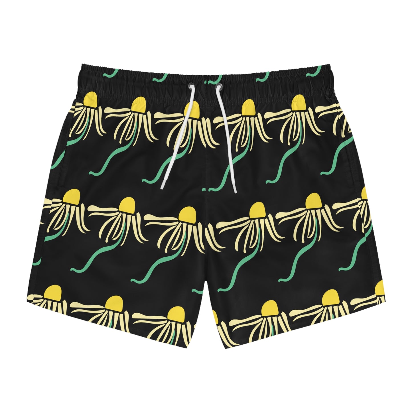 Black Dizzy Daisy Men's Swim Trunks Boho Floral Swim Apparel Men's Psychedelic Daisies Floral Men's Swim Apparel Funky Floral Men's Swim