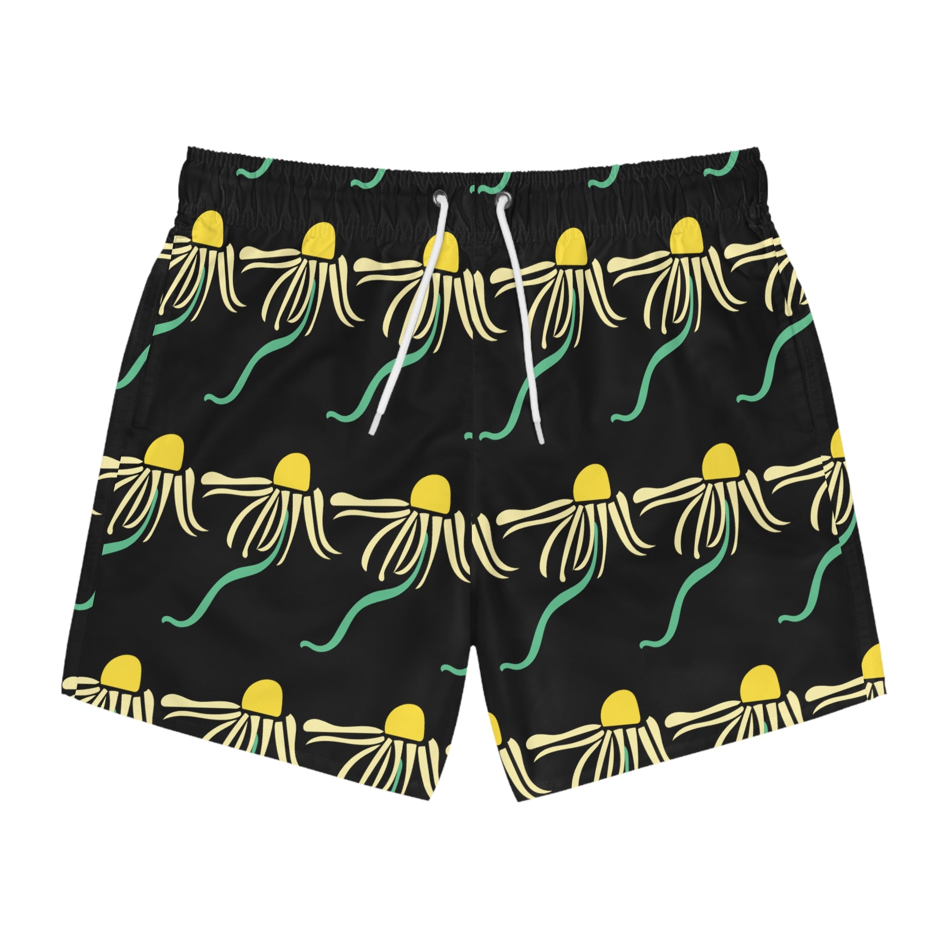 Black Dizzy Daisy Men's Swim Trunks Boho Floral Swim Apparel Men's Psychedelic Daisies Floral Men's Swim Apparel Funky Floral Men's Swim