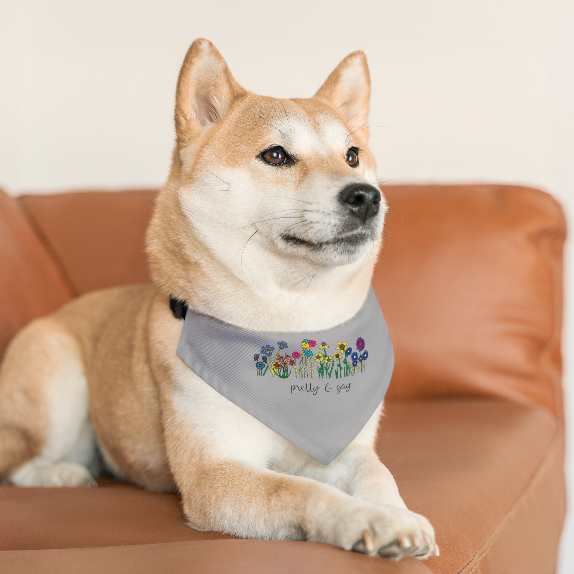 Pretty and gay floral dog bandana LGBTQ Pride pet bandanas cute gay pride dog apparel lesbian pride dog apparel pretty and gay floral pet bandana