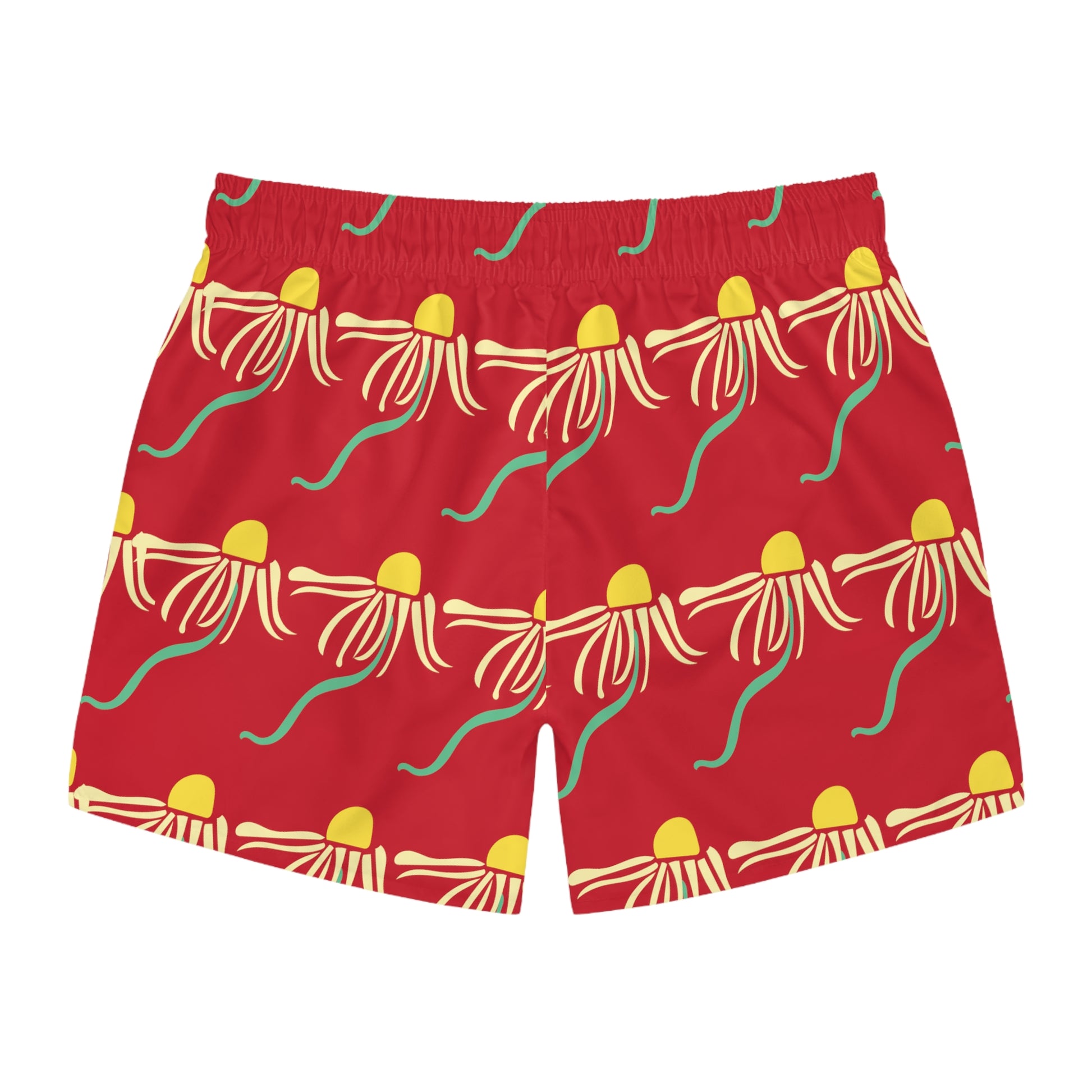 Red Dizzy Daisy Swim Trunks Cute Boho Men's Swim Apparel Western Floral Psychedelic Daisy Red Men's Swim Trunks & Apparel