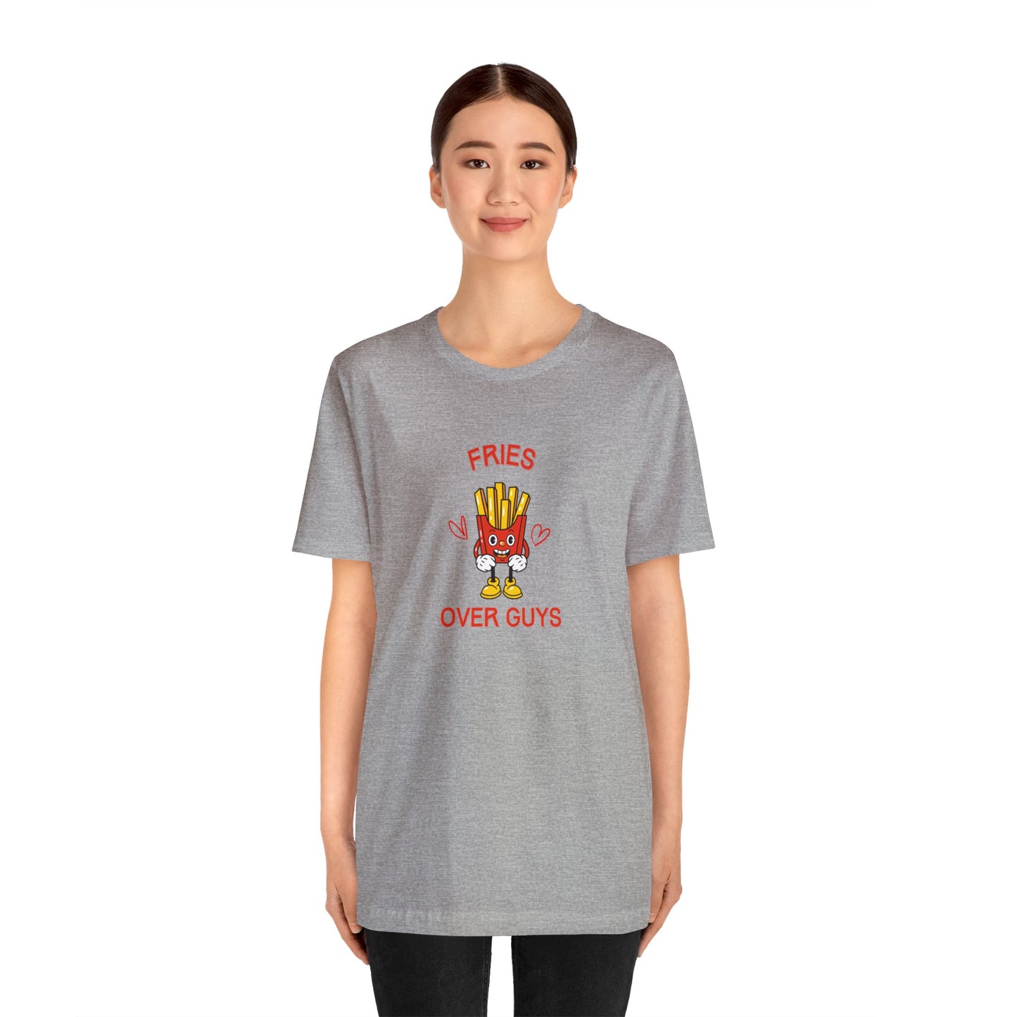 Fries over Guys T-Shirt Funny Food Tee Shirts Anti Valentines Day Apparel Fries over Guys Crewneck Tee Shirts Funny Food Shirts Anti Valentines Day Club