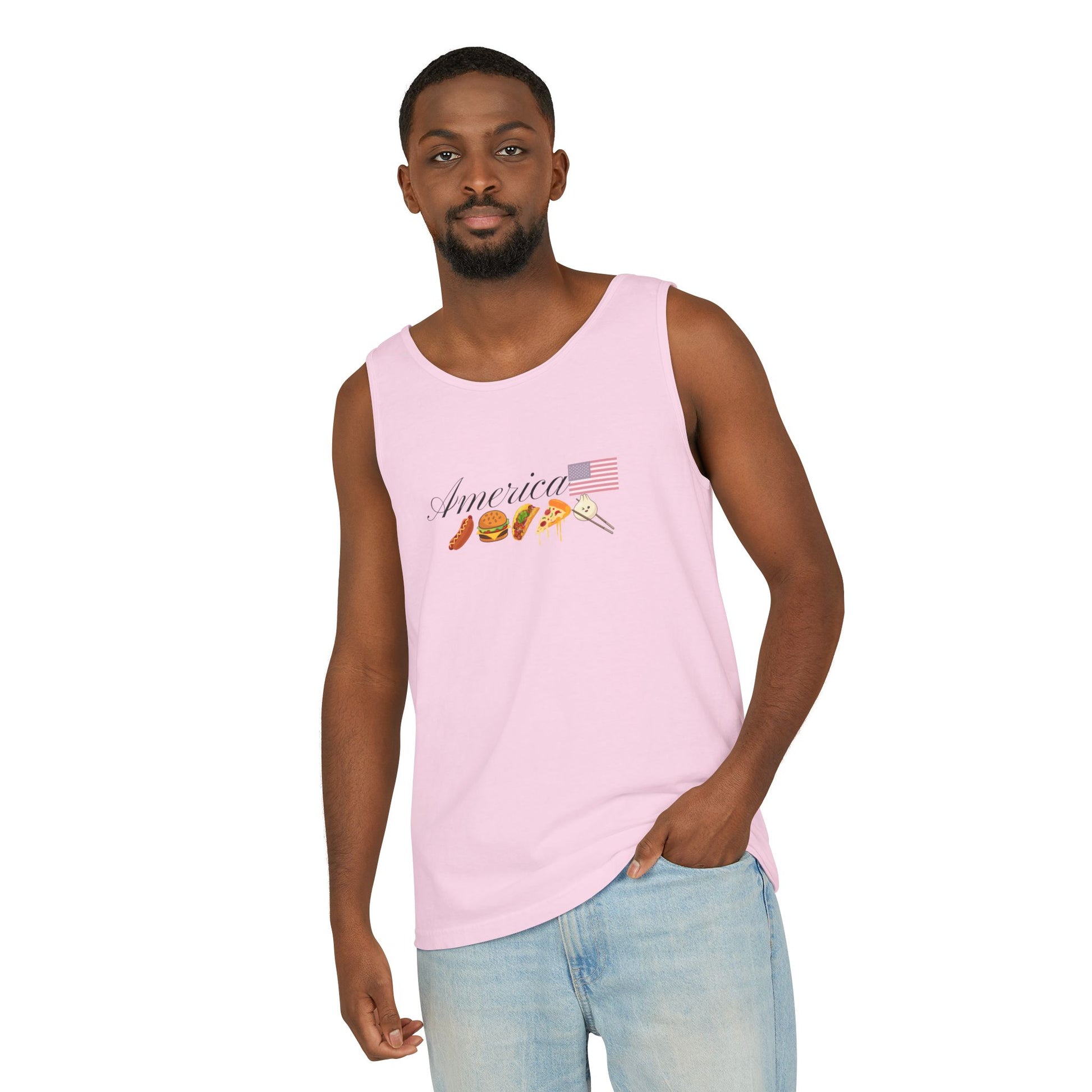 America united by food fourth of july tank pink