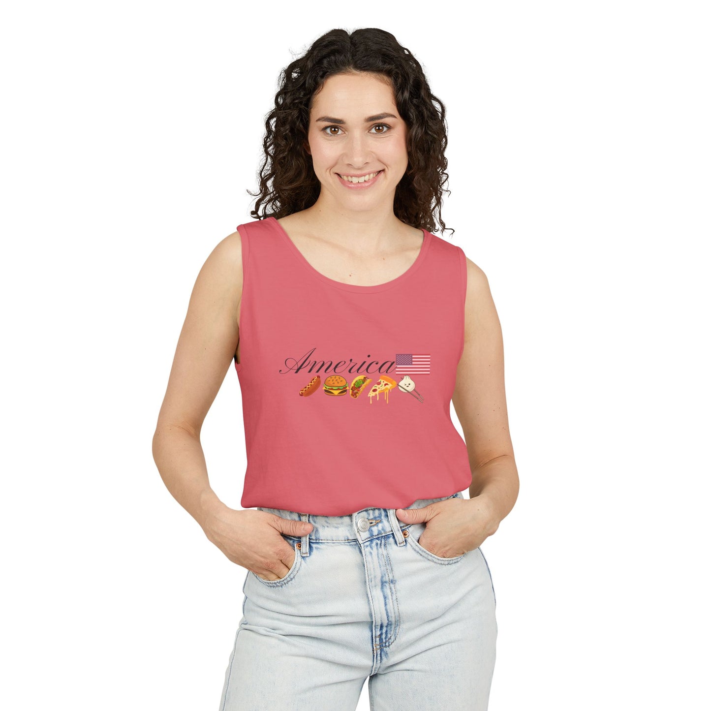 United by food fourth of july tank top pink