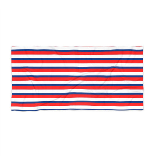 Red white and blue striped beach towel fourth of July American home decor
