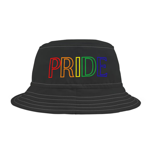 Rainbow Pride Bucket Hat Block Letters Black Bucket Hat Rainbow Pride LGBTQ Pride Hat Bucket Rainbow Letters Pride Bucket Hat Lesbian Pride Hat Rainbow