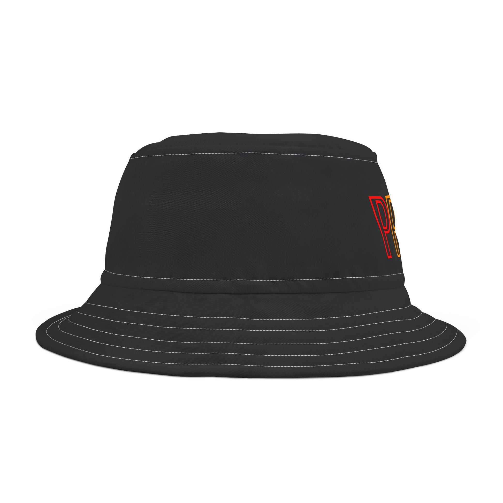 Rainbow Pride Bucket Hat Block Letters Black Bucket Hat Rainbow Pride LGBTQ Pride Hat Bucket Rainbow Letters Pride Bucket Hat Lesbian Pride Hat Rainbow side view 