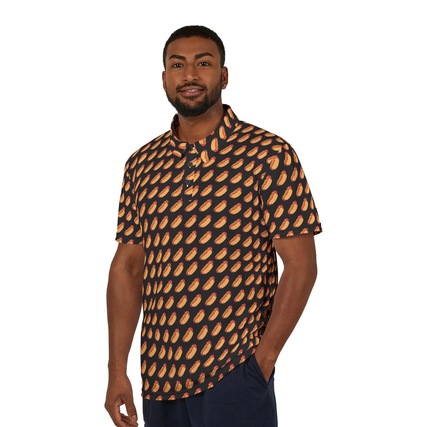 Fun hot dog golf polo fourth of july apparel