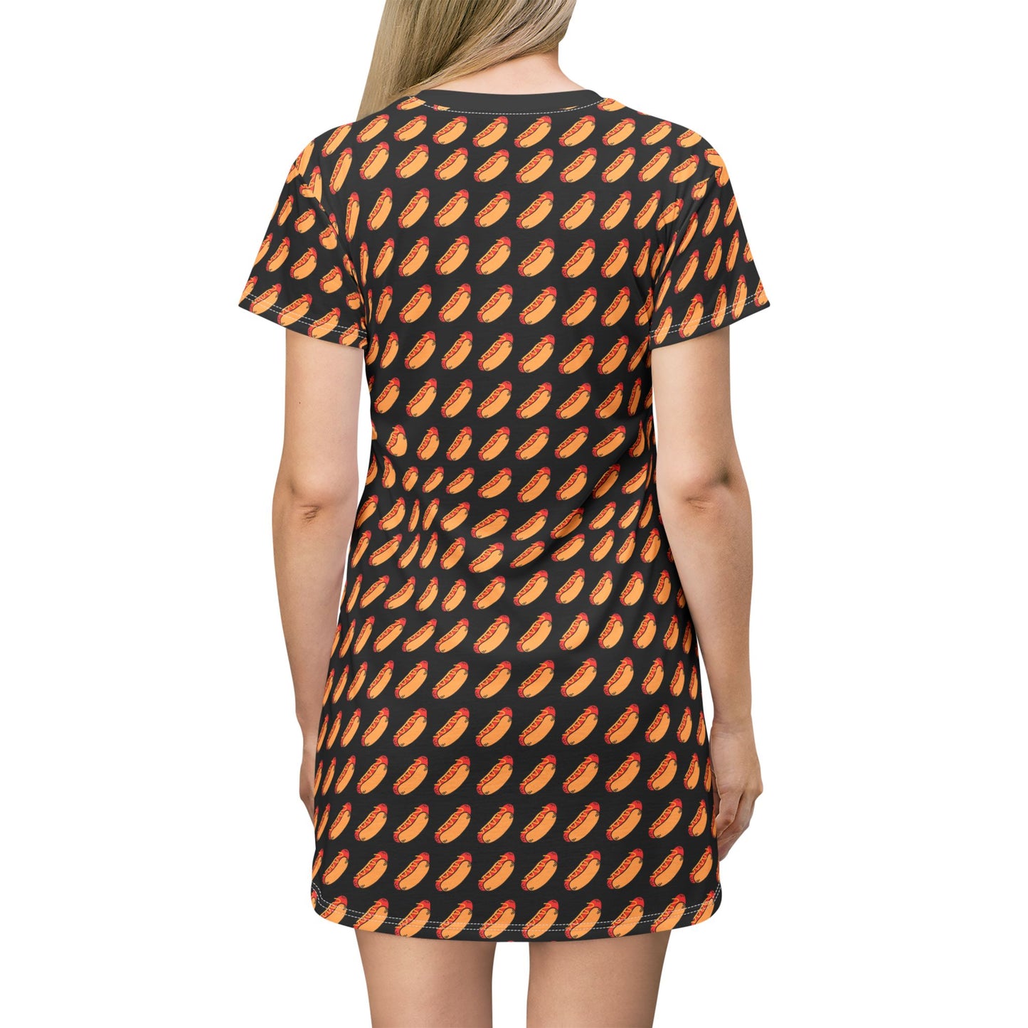 Fun Hot Dog T-shirt Dress Fourth of July BBQ Apparel