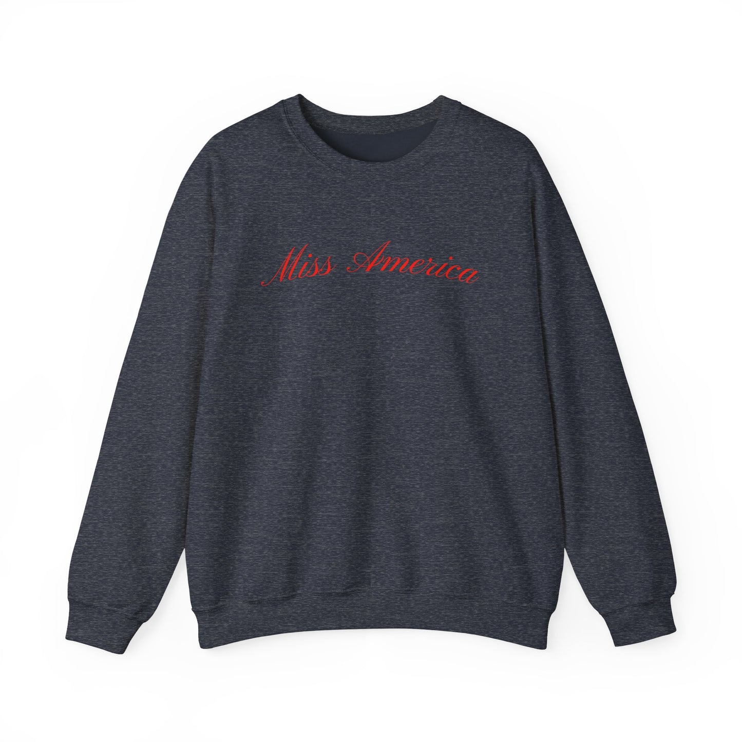 Miss America Fourth of July Crewneck Sweatshirt Red Cursive USA