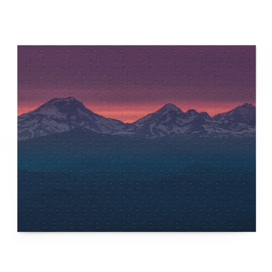 Three Sisters Mountains Oregon Puzzle (120, 252, 500-Piece), PNW Three Sisters Mountains Puzzle, Sunset Cascade Mountains Puzzle Bend Oregon