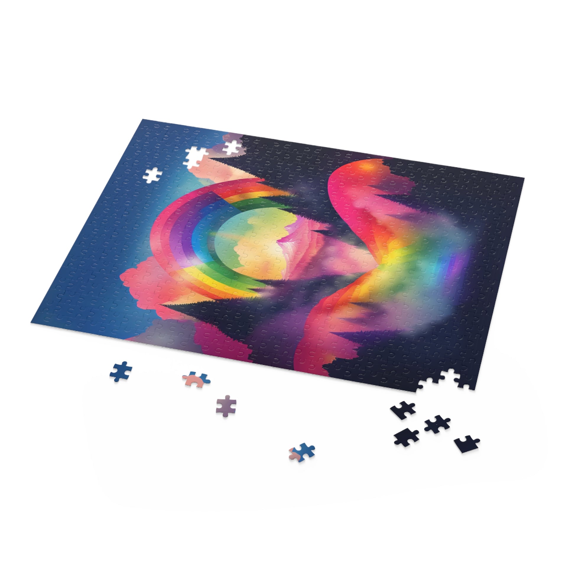Celebrate PNW pride rainbow mountains home decor puzzles rainbow LGBTQ gifts