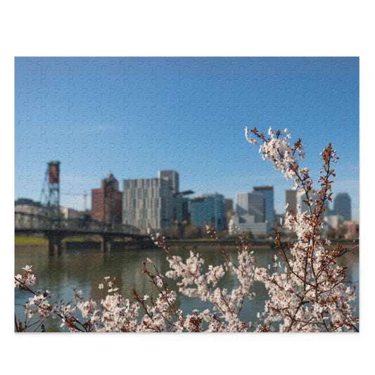 Spring Pdx cherry blossoms Puzzle 120, 252, 500-Piece, Portland Oregon Cherry Blossoms Spring Puzzle, PNW Spring Cherry Blossoms Puzzle PDX