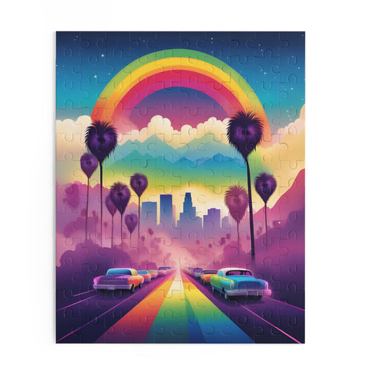 LA Pride Puzzle Rainbow Retro Palms LGBTQ Pride Home Decor